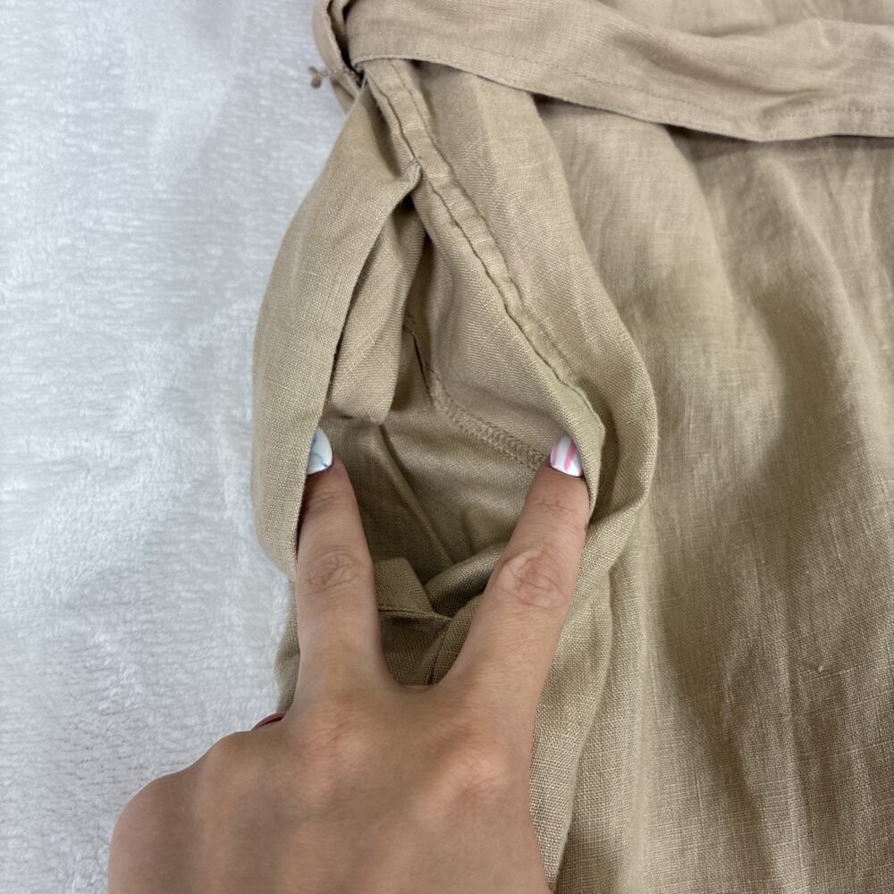 NWT Lauren Ralph Lauren Tie Front Linen Shirt Dress Sz 12 Lauren Khaki Charity - Picture 14 of 14